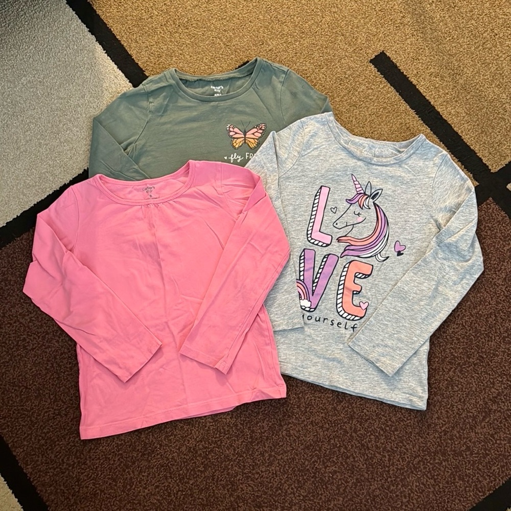 Set of 3 - Carters - Girls Long Sleeve Shirts